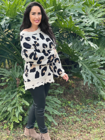 Cream Leopard Sweater